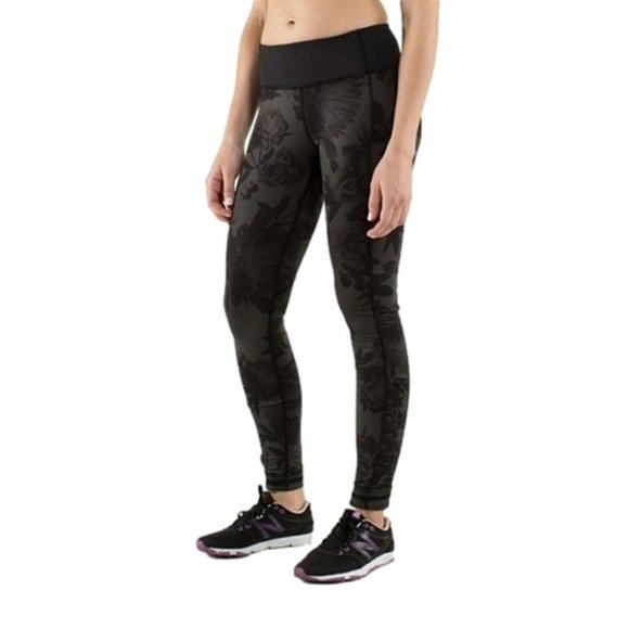 Lululemon Speed Tight Brisk Bloom Black Soot Floral Luxtreme Leggings 28" Size 8 - Picture 2 of 16
